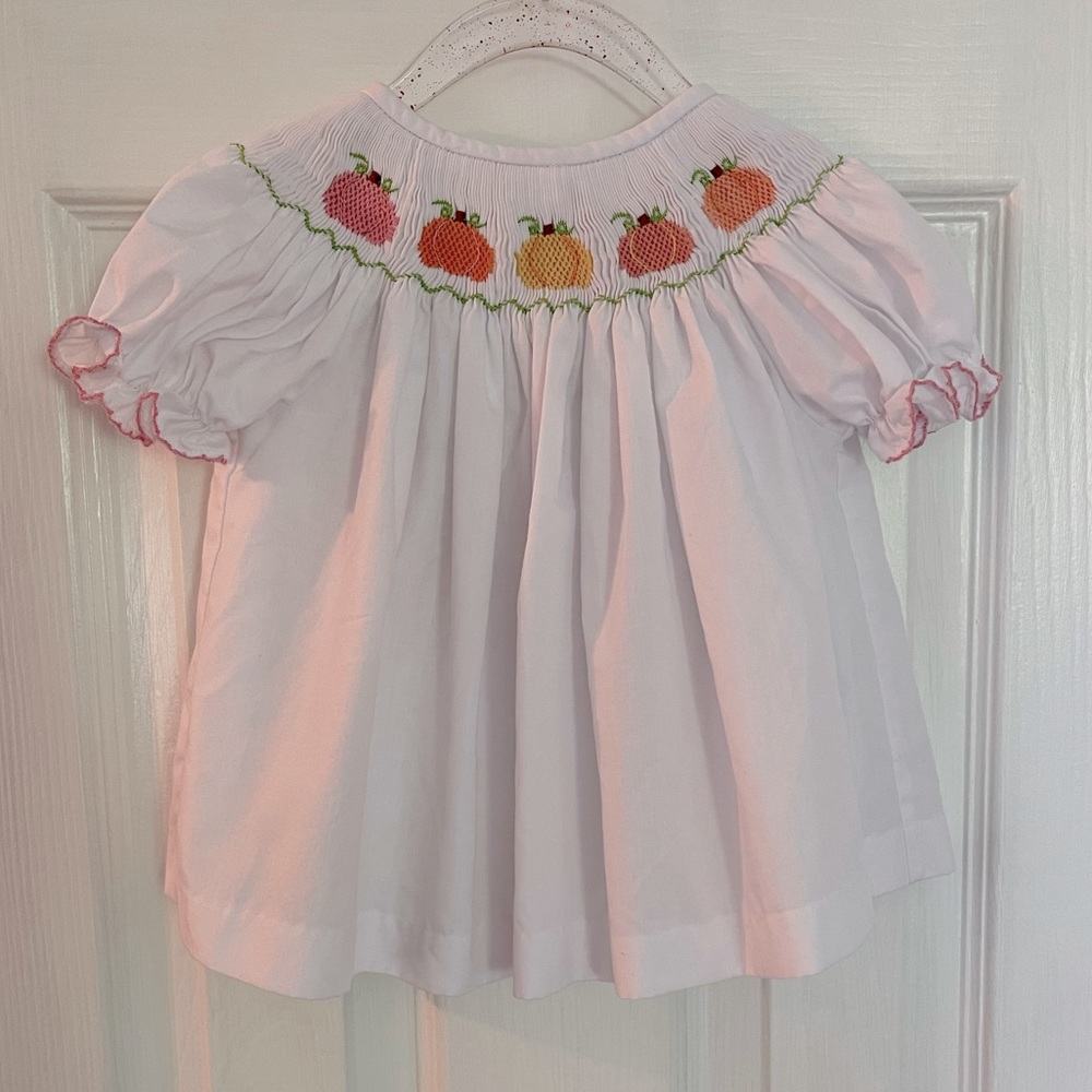 Lulu and Bebe Pumpkin smocked outfit